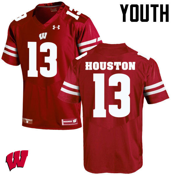 Wisconsin Badgers Youth #13 Bart Houston NCAA Under Armour Authentic Red College Stitched Football Jersey QL40Y53SO